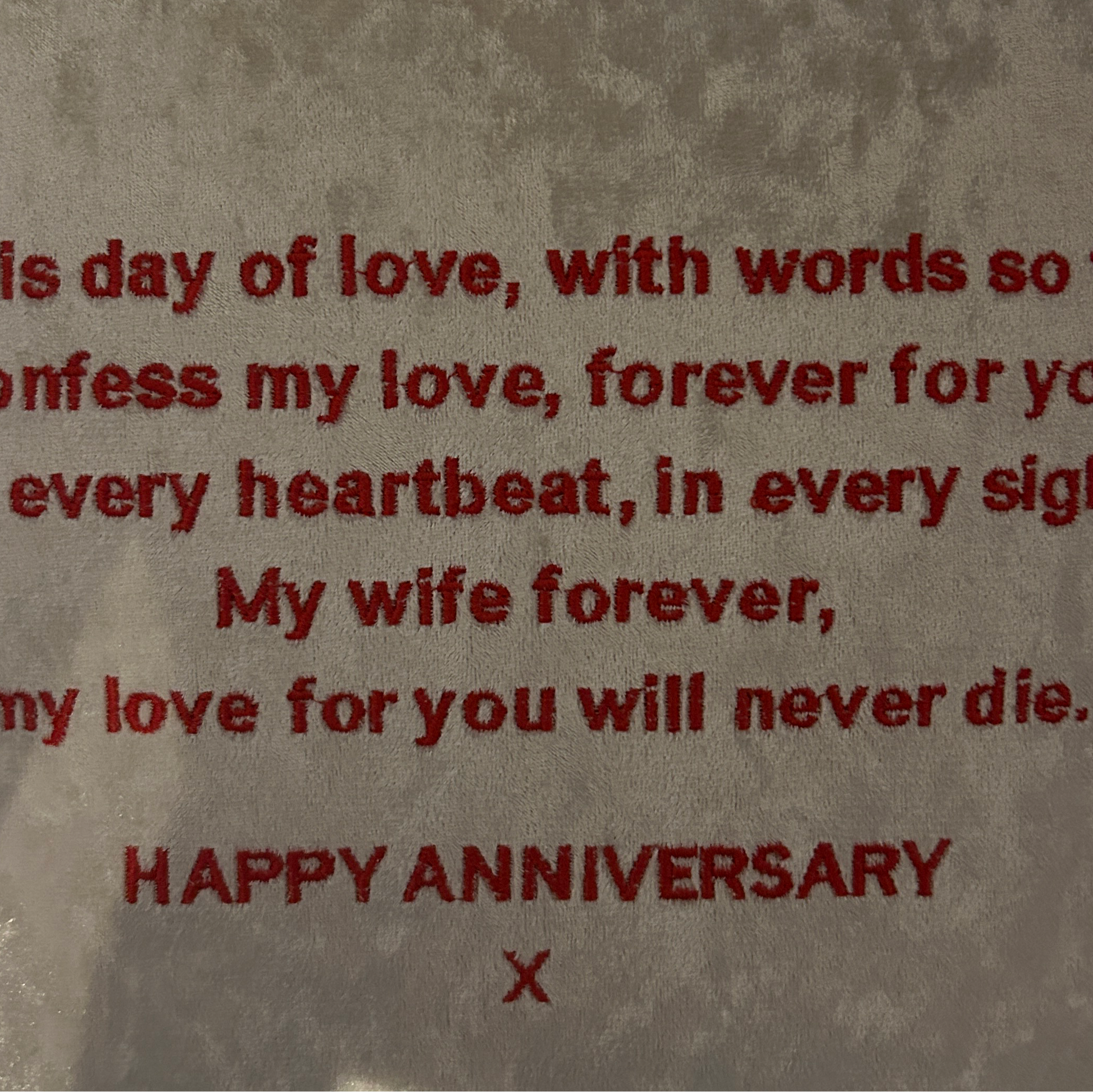 Happy Anniversary Custom Message Champagne Velvet Cushion