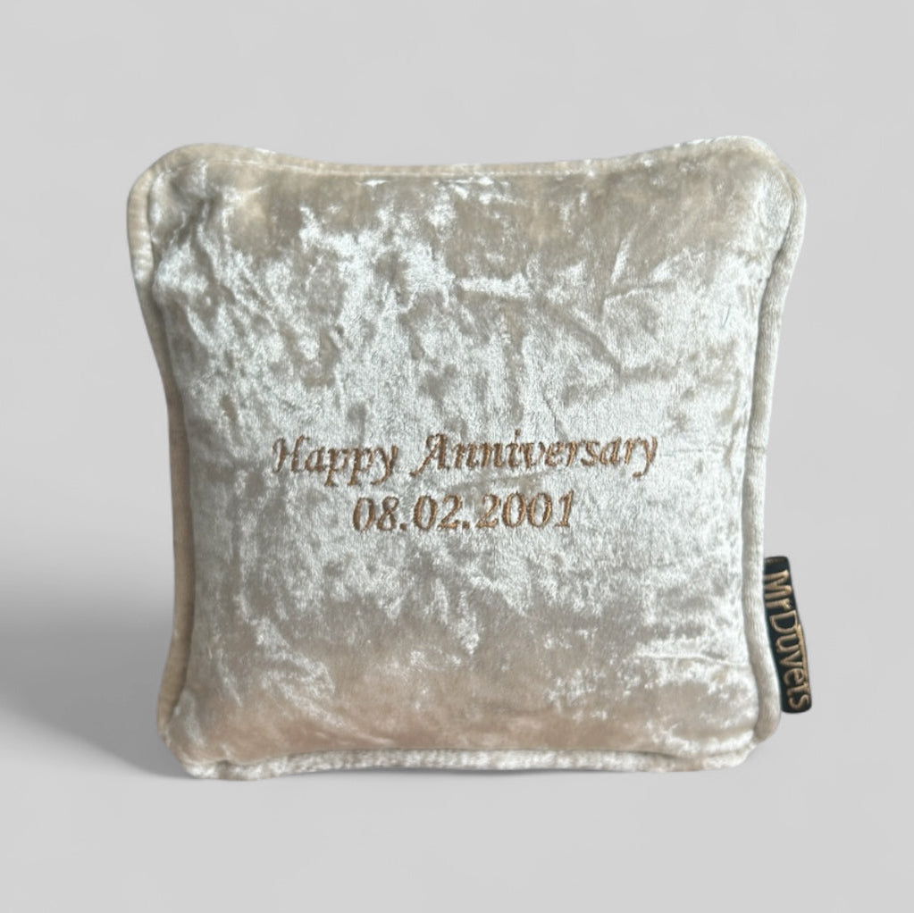 Happy Anniversary Luxury Velvet  Mini Cushion