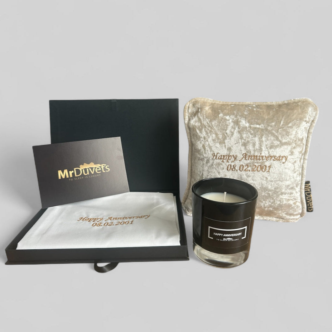 Happy Anniversary Luxury Velvet Mini Cushion Gift Set Box