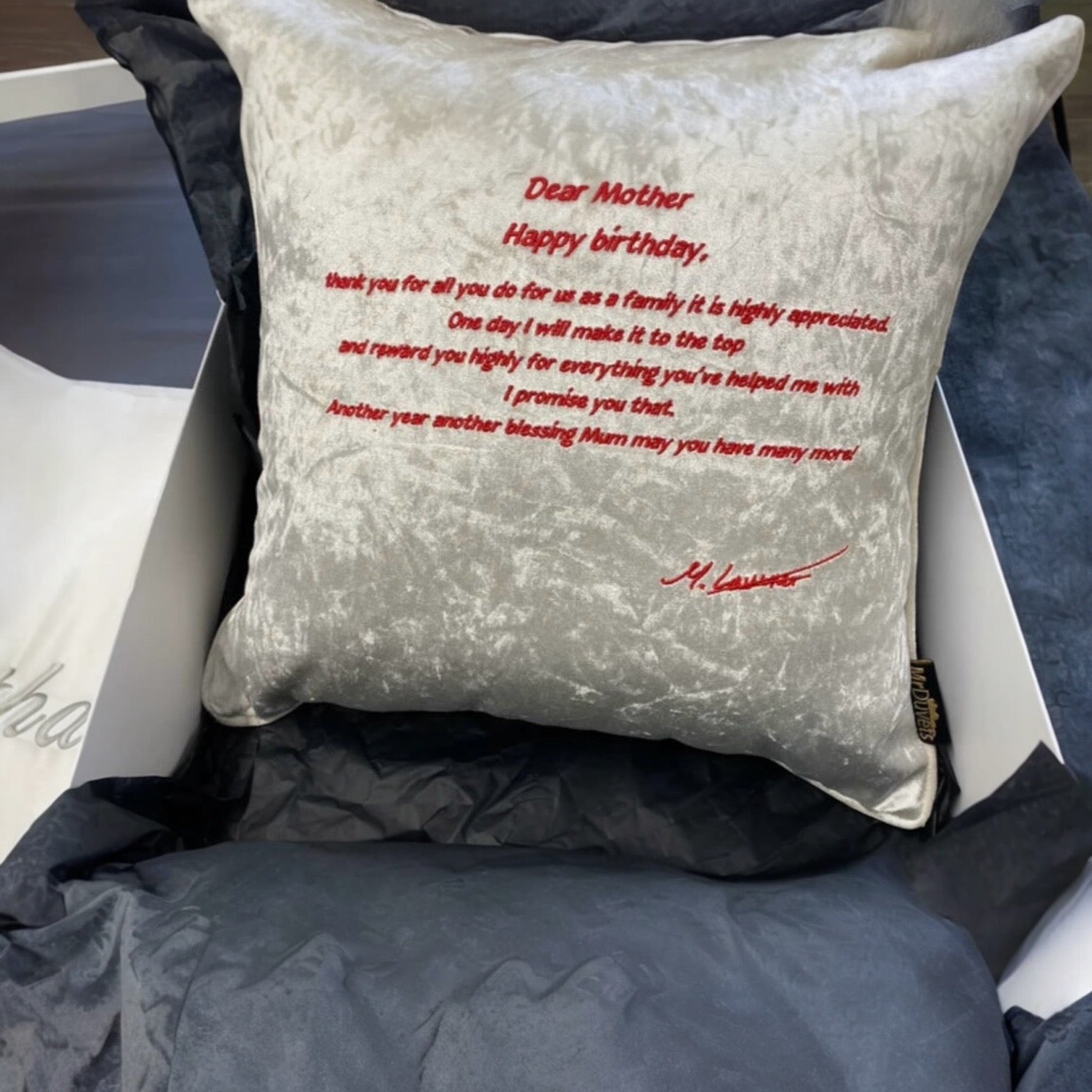 Bespoke Message Cream Cushion With Signature