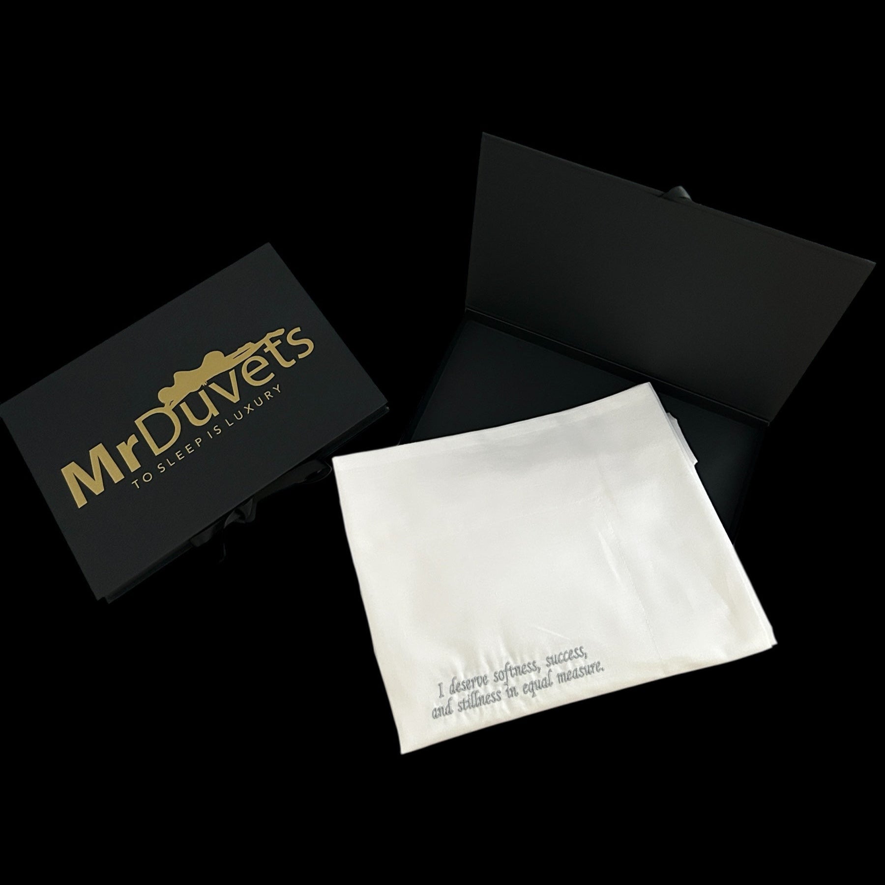 I deserve softness, success, and stillness in equal measure White oxford pillowcase set gift box