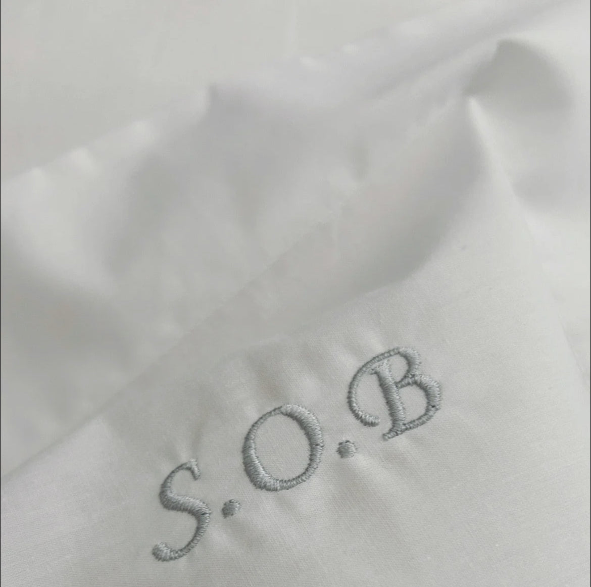 Initials White Oxford pillowcase set white  and silver set