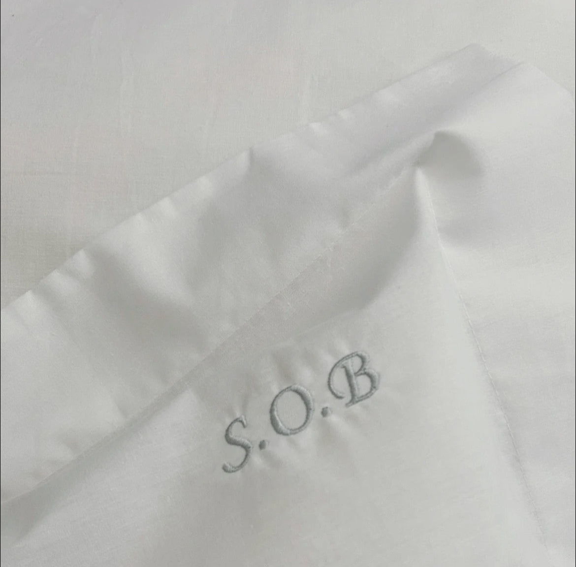 Initials White Oxford pillowcase set white  and silver set  new