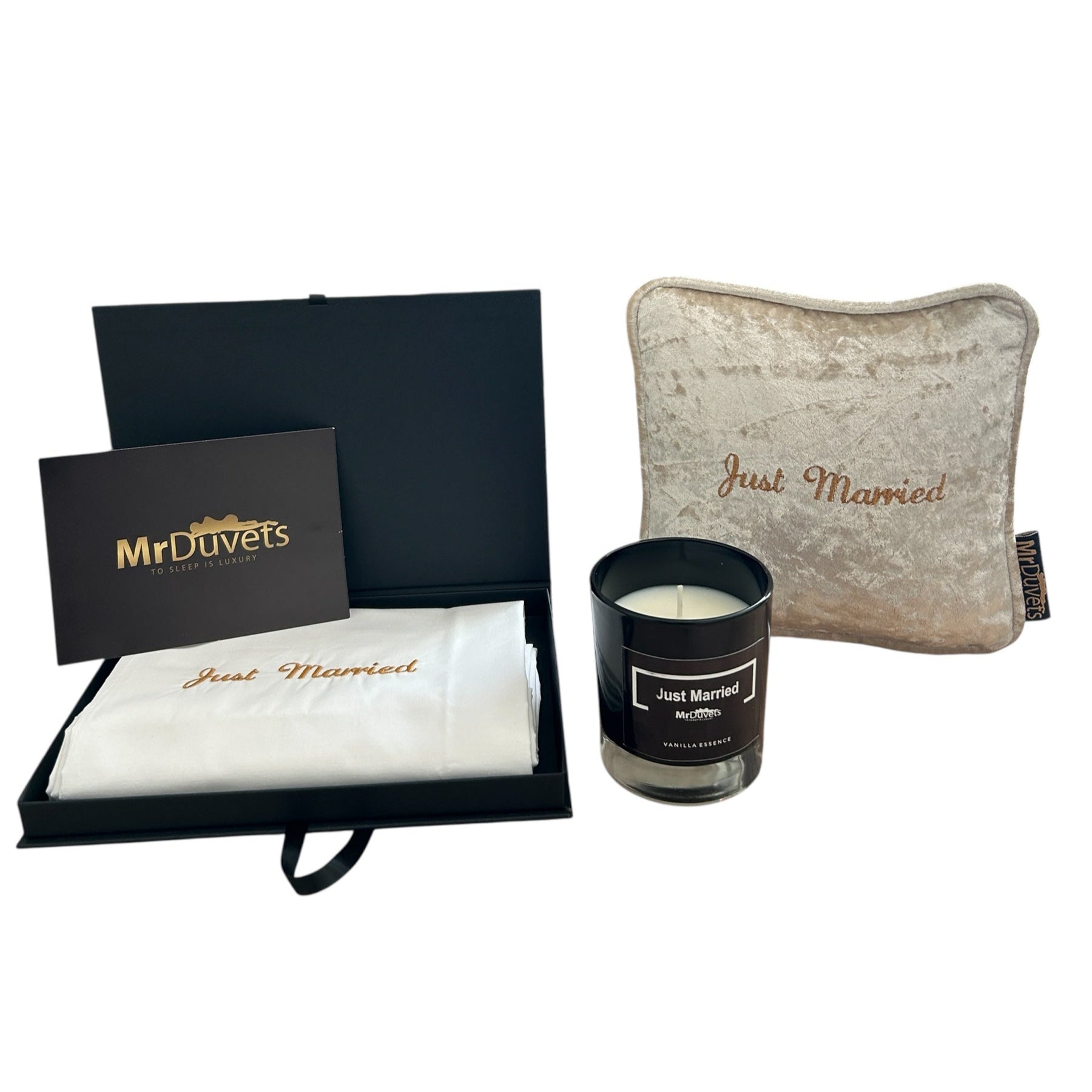 Just Married Luxury Velvet  Mini Cushion Gift Set Box main image