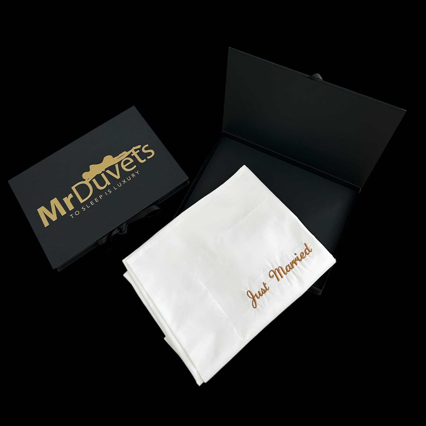 Just Married White Oxford pillowcase set gift box