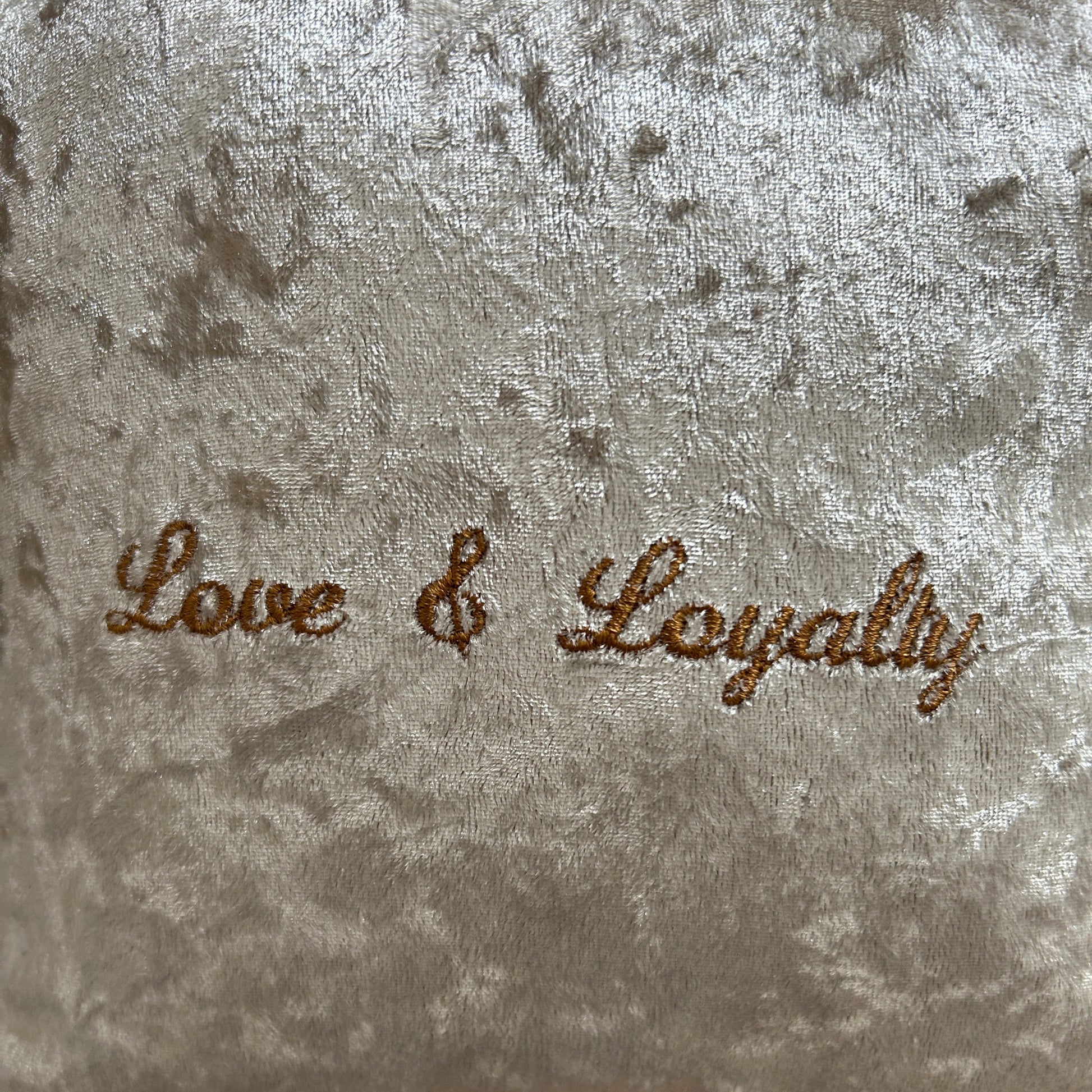 Love & Loyalty Luxury Velvet  Mini Cushion Gift Set Box close up