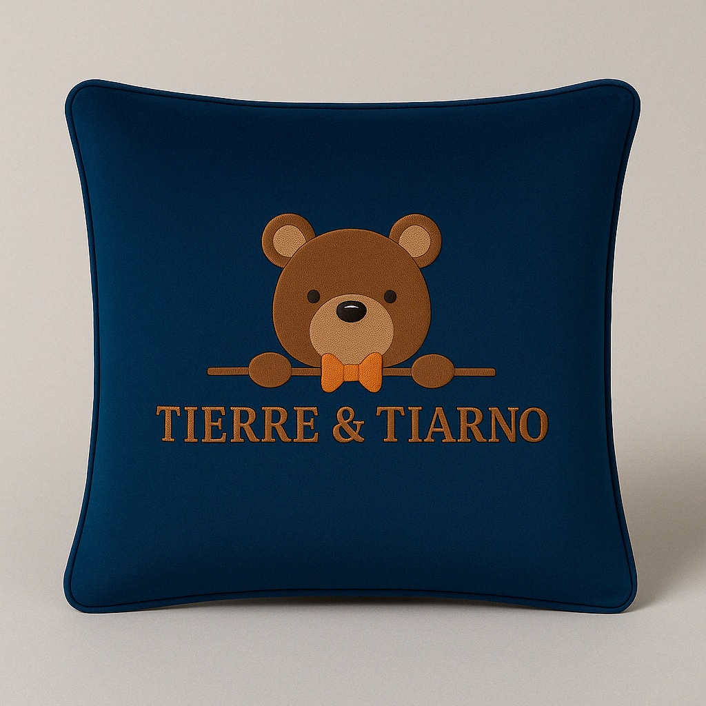 Tierre & Tiarno Signature Navy Blue Luxury Kids Cushion stock shot