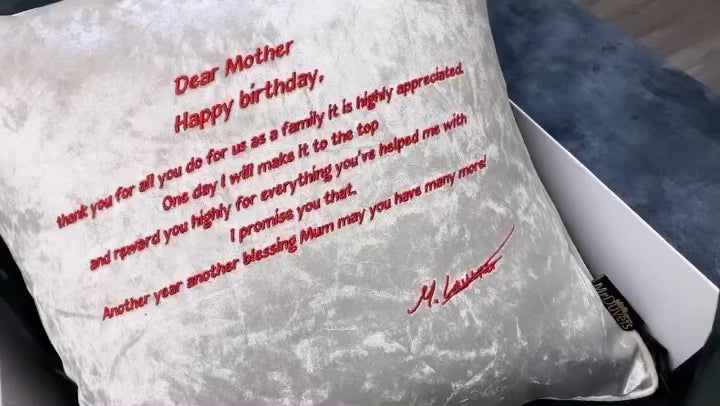 Bespoke Message Cream Cushion With Signature