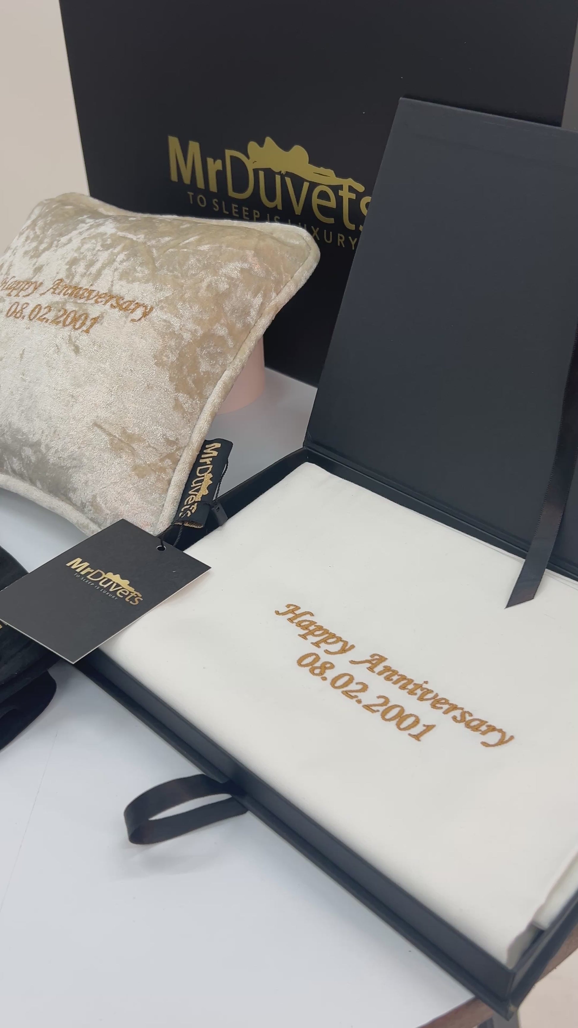 Happy Anniversary Luxury Velvet Mini Cushion Gift Box