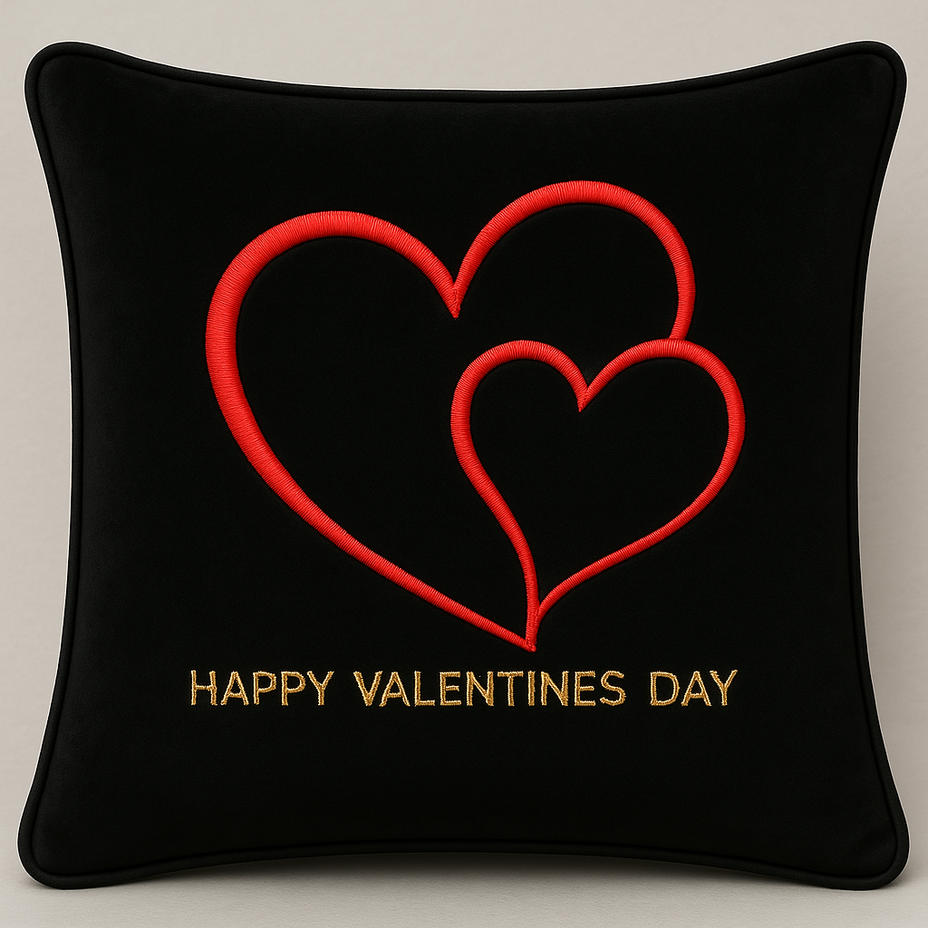 Love in 3D Puff Heart Black Velvet Cushion LIMITED EDITION