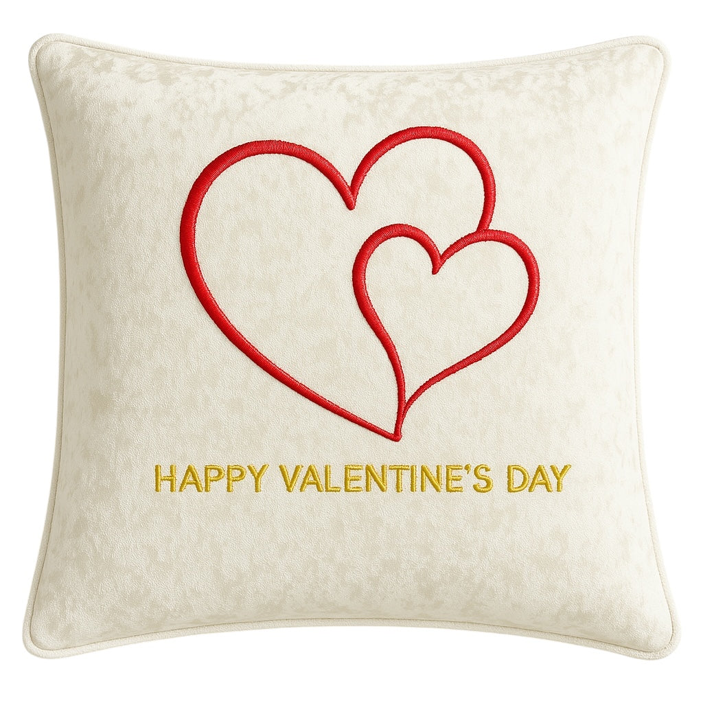 Happy Valentines Day 3D Puff Heart Champagne Velvet Cushion LIMITED EDITION