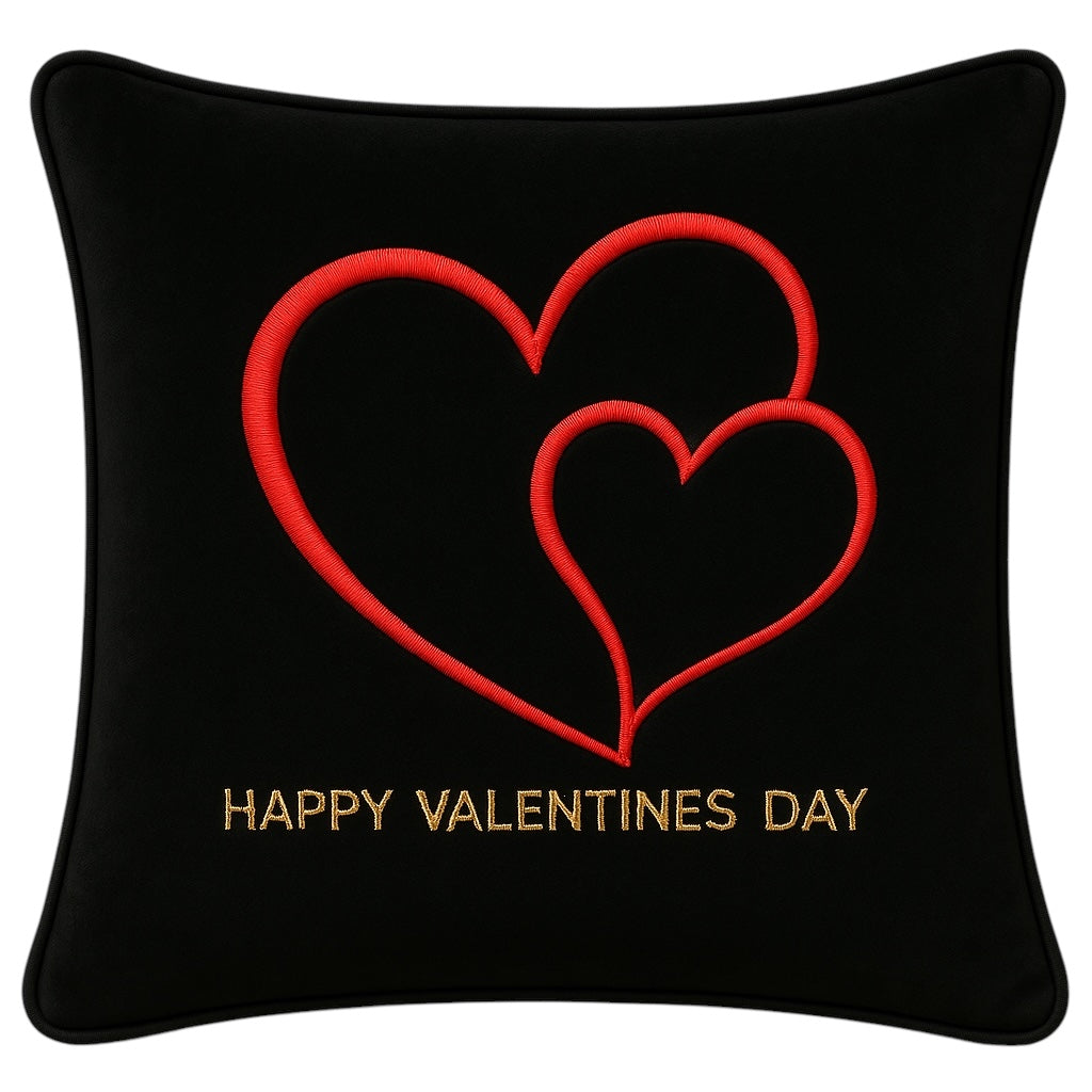 Love in 3D Puff Heart Black Velvet Cushion LIMITED EDITION