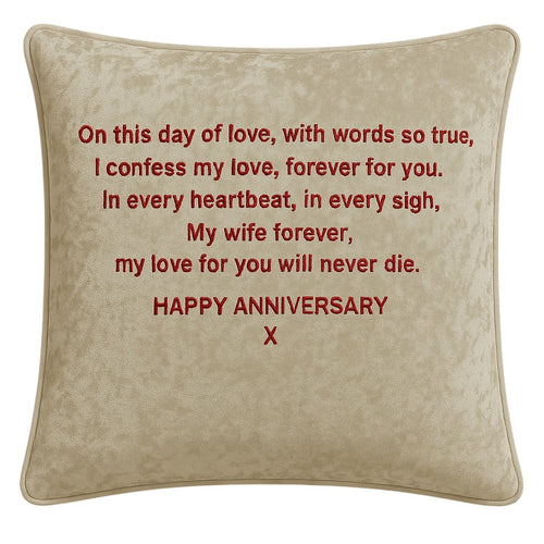 Happy Anniversary Custom Message Champagne Velvet Cushion