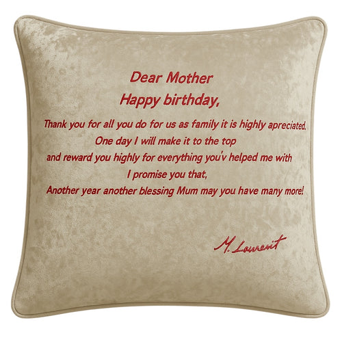 Happy Birthday Custom Message Champagne Velvet Cushion
