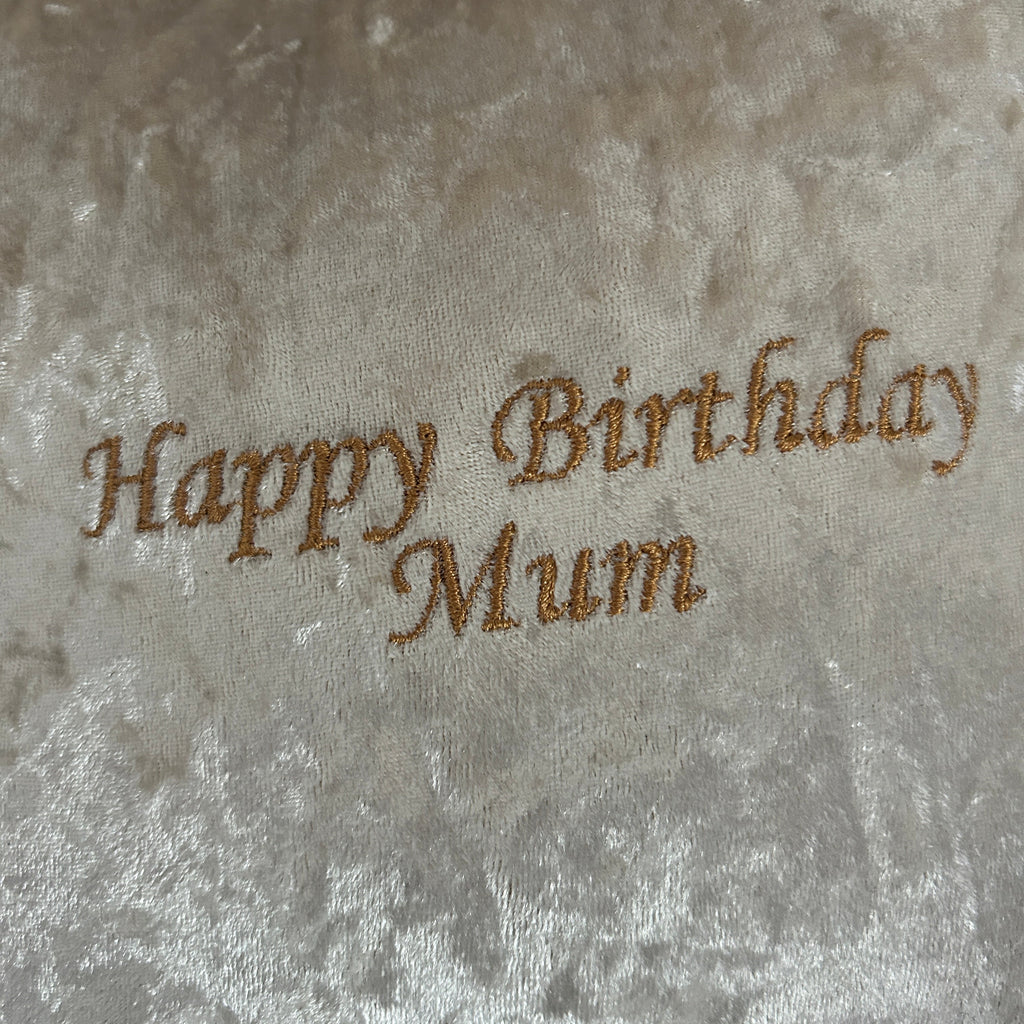 Happy Birthday Mum Luxury Velvet  Mini Cushion Gift Set Box close up 