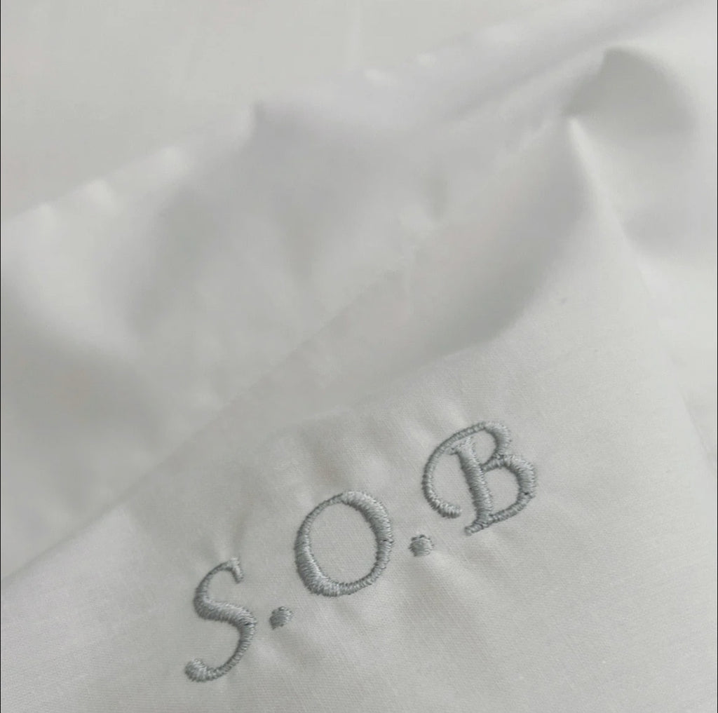 Initials White Oxford pillowcase set white  and silver set 