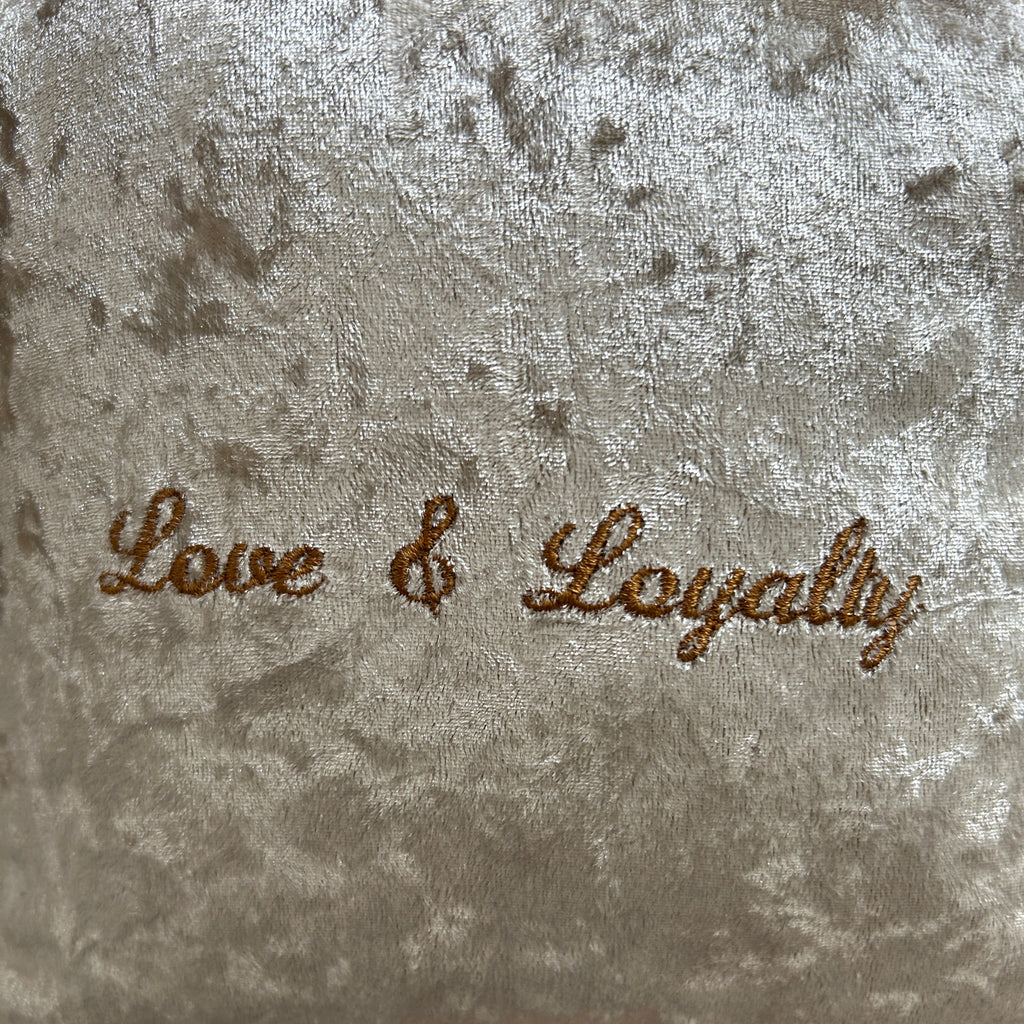 Love & Loyalty Luxury Velvet  Mini Cushion Gift Set Box close up 