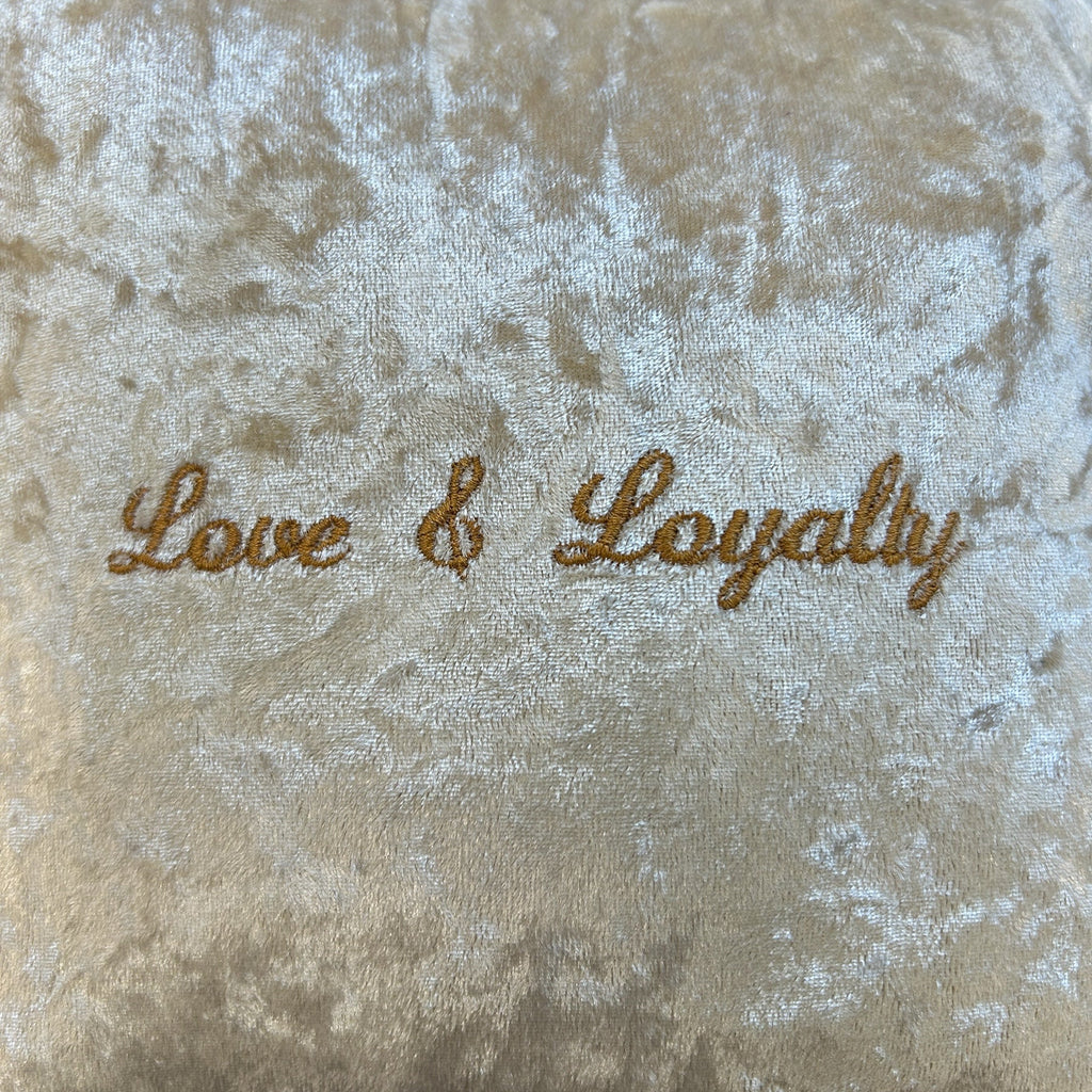 Love & Loyalty Mini Velvet Cushion embroidery 