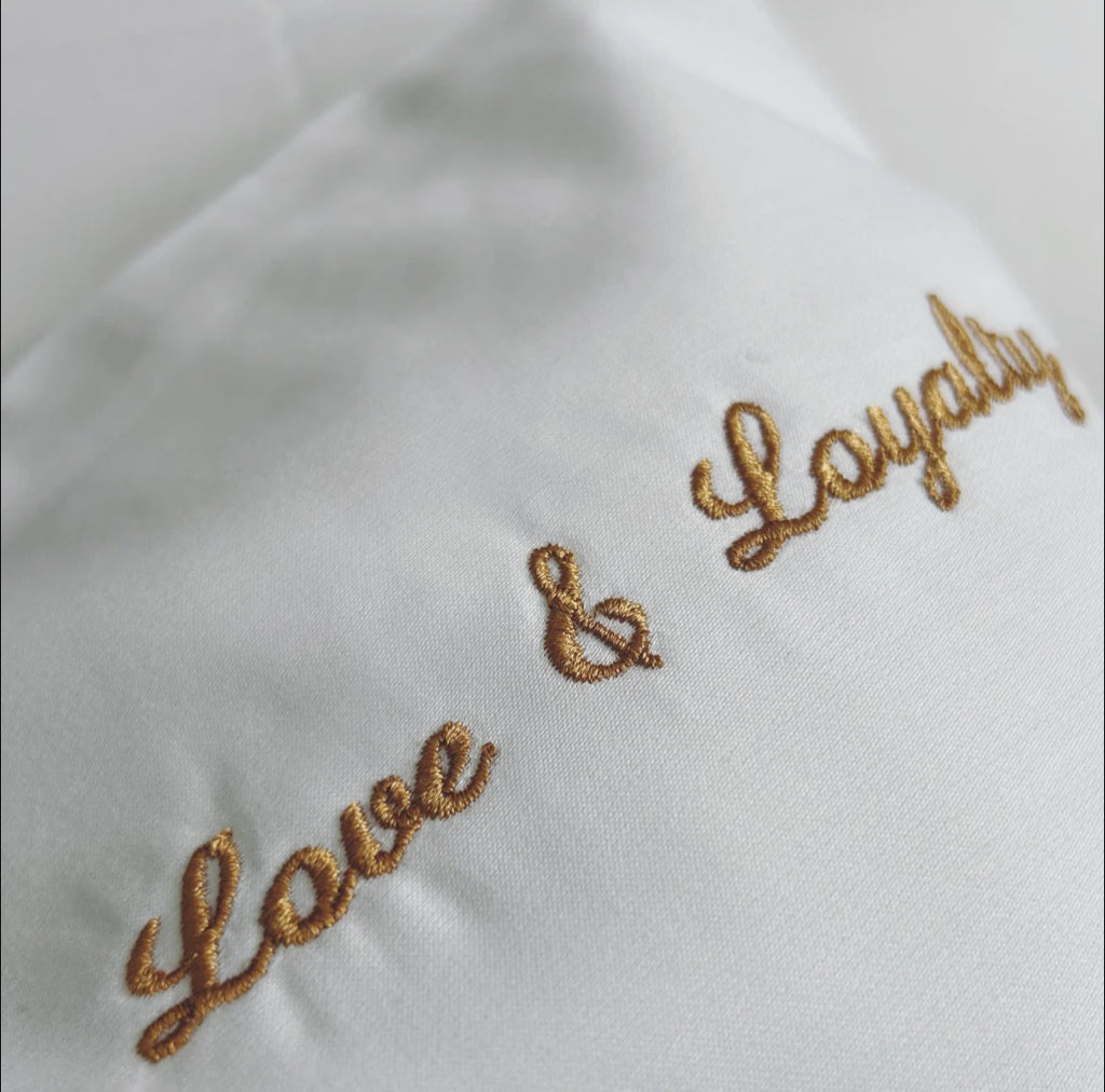 Love & Loyalty White standard pillowcase set white and gold set 