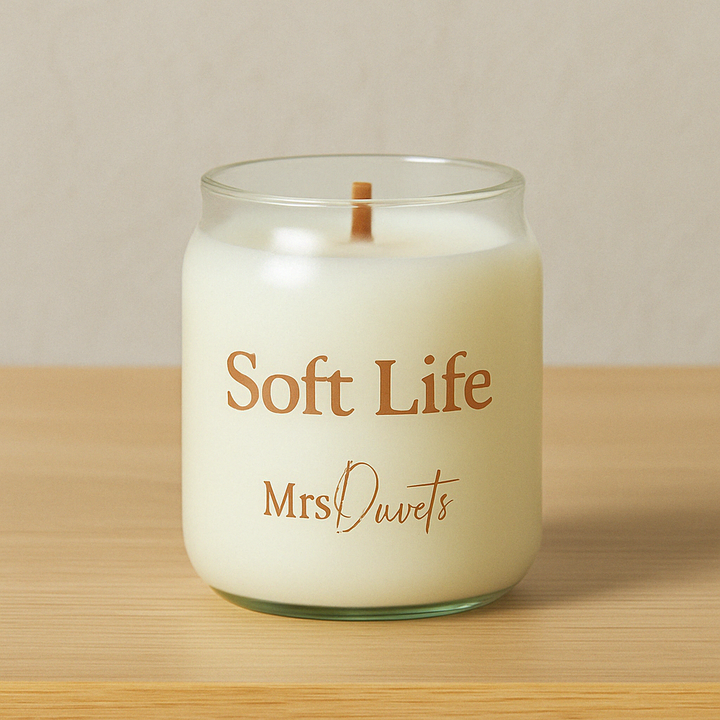 Mrsduvets soft life pink luxury candle 