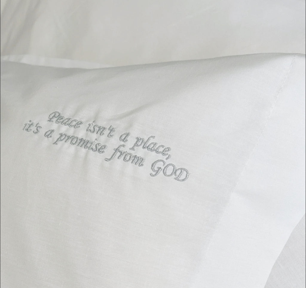 Peace isn't a place it's a promise from GOD White Oxford pillowcase set main image 