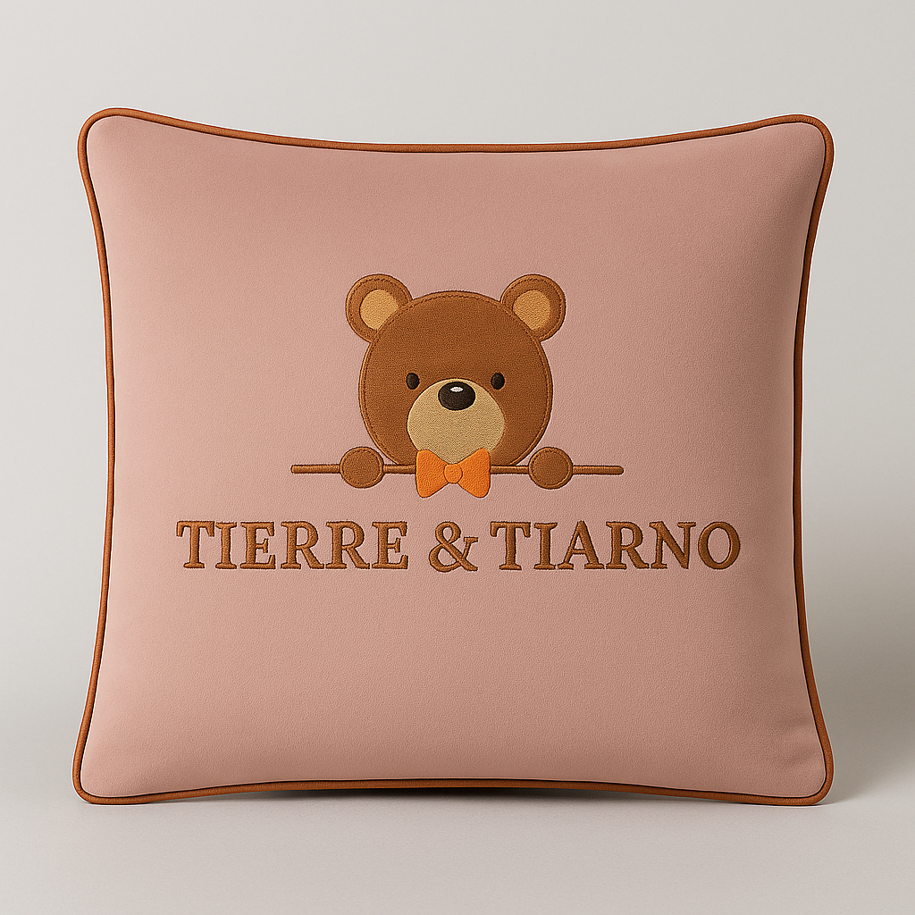 Tierre & Tiarno Signature Pretty Pink Luxury Kids Cushion stock shot 