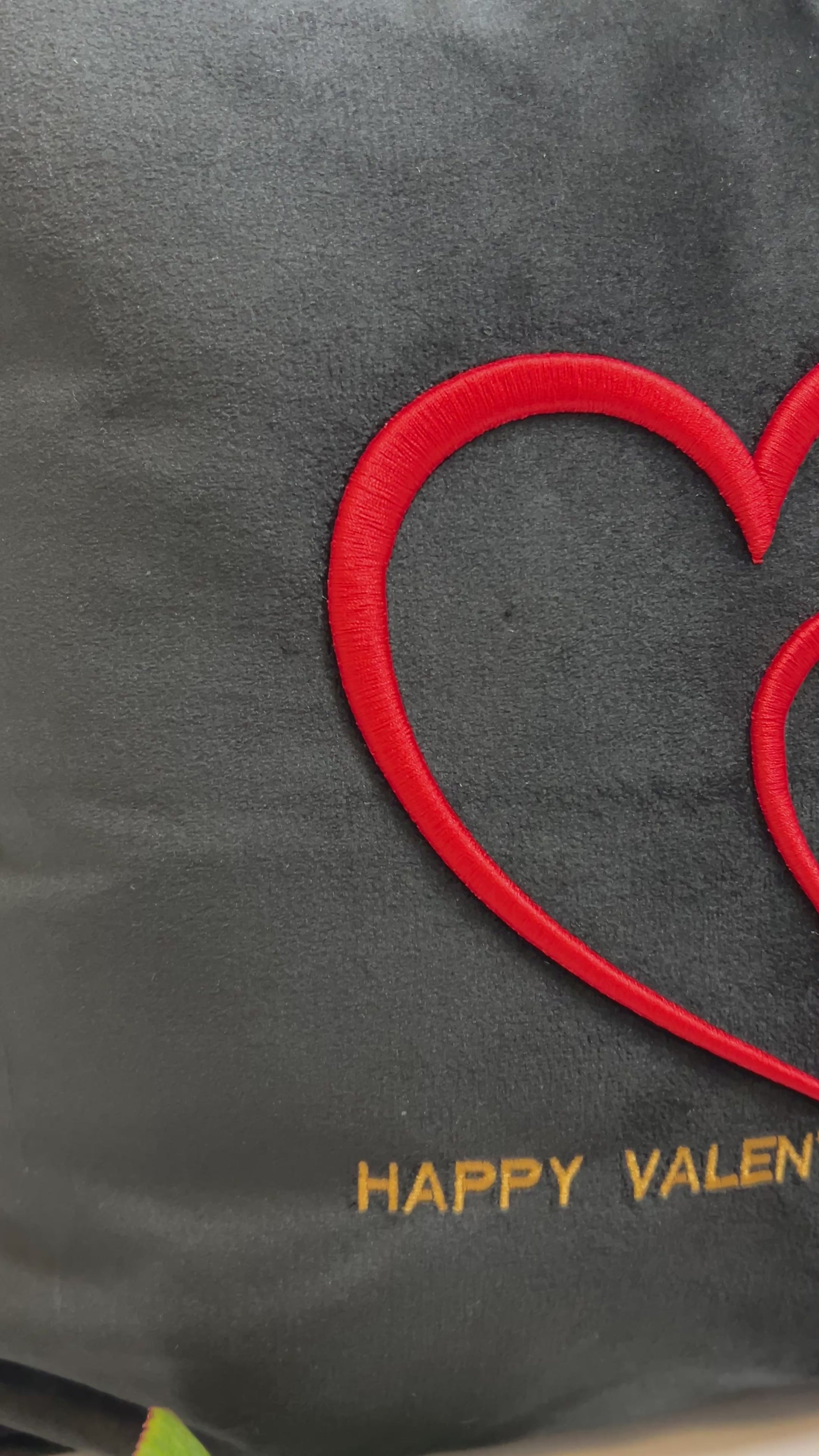 Love in 3D Puff Heart Black Velvet Cushion LIMITED EDITION