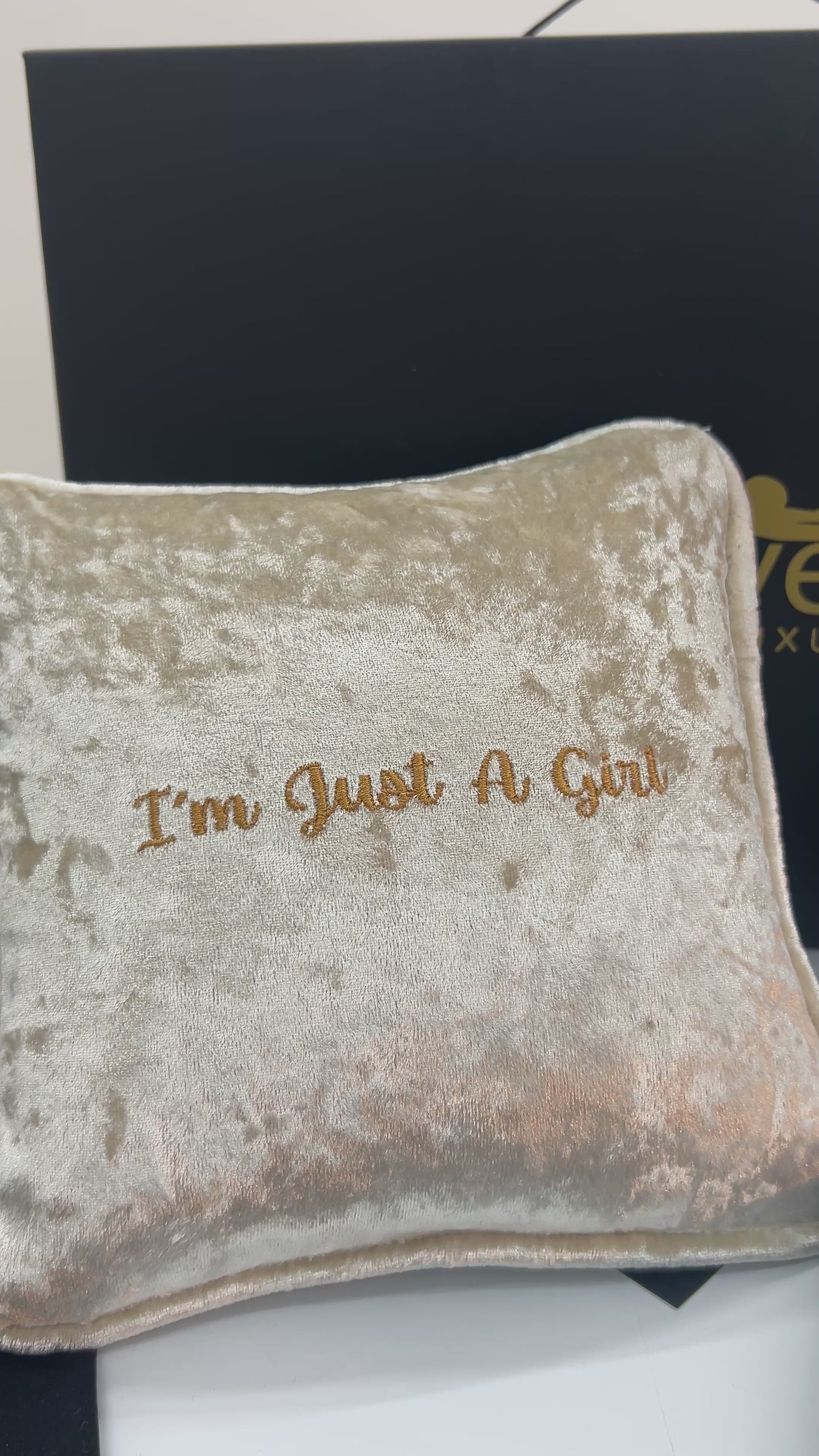 I'm Just A Girl Mini Velvet Cushion