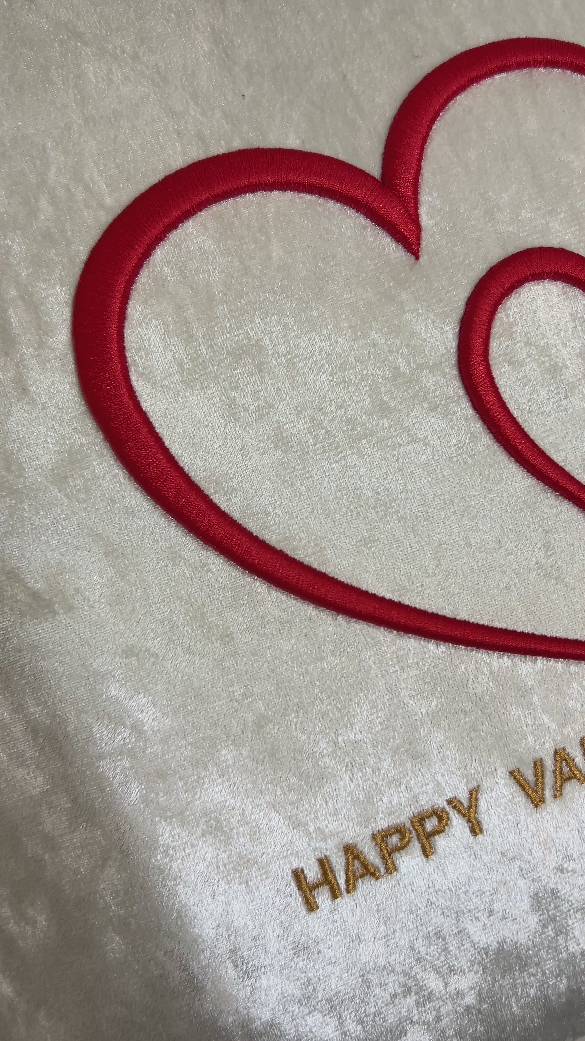 Happy Valentines Day 3D Puff Heart Champagne Velvet Cushion LIMITED EDITION